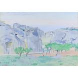 ***Albert Rutherston (1881-1953) - Watercolour - "Fruit Trees, Grasse" - View of fruit trees below