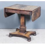 A William IV Mahogany Sofa Table of Small Proportions, fitted one frieze drawer, on central
