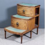 A Late George III Mahogany Bowfront Three-Tier Bedstep Commode, with dummy drawer fronts, the top