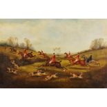 Philip Henry Rideout (1860-1920) - Oil painting - Hunting scene with numerous huntsmen on
