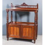 A Late Victorian Walnut Dinner Wagon, the back with spindle turned gallery and shaped central