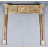 A George III Stripped Pine and Gesso Fire Surround of "Neo Classical" Form, the mantel with bowed