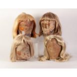 TWENTY SHORT BLONDE AND LIGHT BROWN SYNTHETIC WIGS, individually bagged, contents of one box