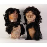 EIGHTEEN SHORT BLACK SYNTHETIC WIGS, individually bagged, contents of one box