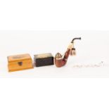 BRUYERE "THE TYROLEAN" PIPE the burrwood two part body with hinged pierced metal cover horn and