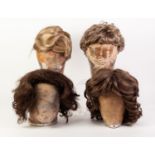 TWENTY FOUR SHORT MID TO DARK BROWN SYNTHETIC WIGS, individually bagged, contents of one box
