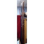 McKINNEY & Co GRADUATED PAIR OF STAINED PINE CURTAIN POLES, and ANOTHER, EBONISED, 108” (274