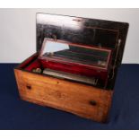 LATE NINETEENTH CENTURY SWISS INLAID ROSEWOOD CYLINDER MUSICAL BOX, of typical form, the ebonised