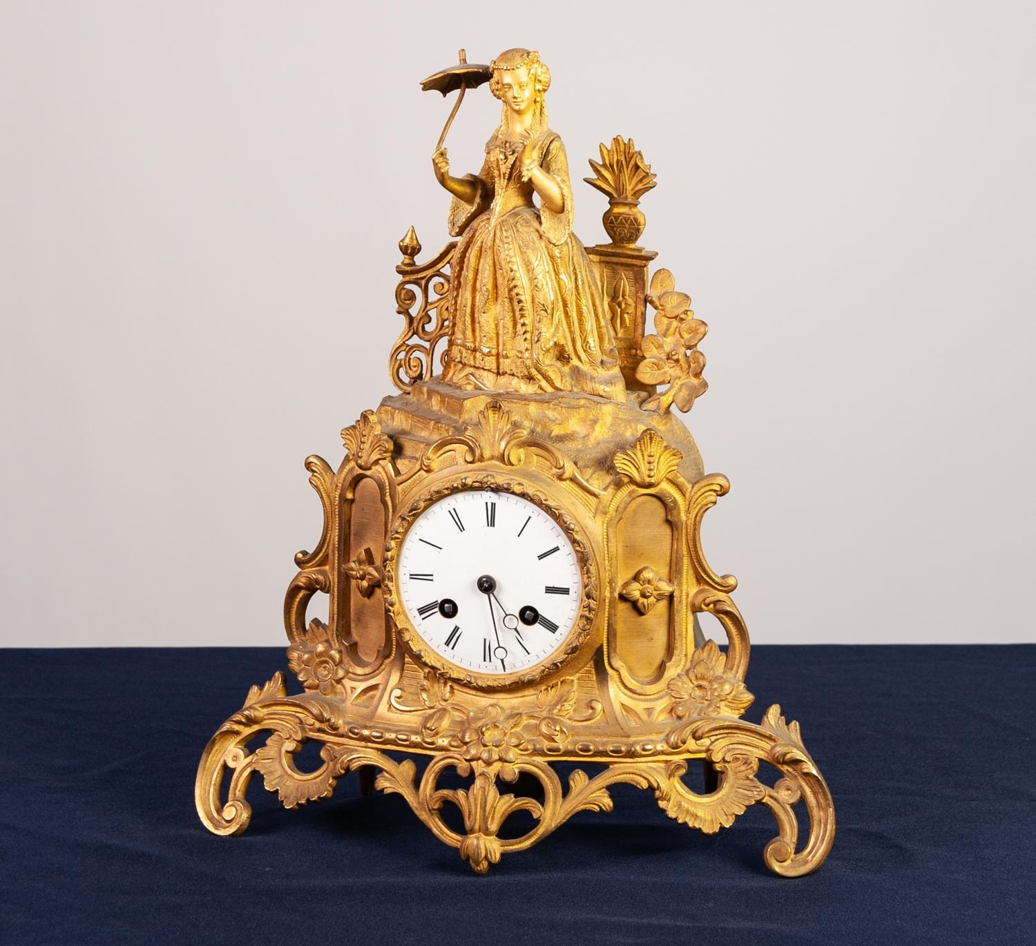 MID 19th CENTURY FRENCH CAST ORMOLU MANTEL CLOCK with Japy eight day movement striking on a bell,