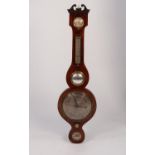 NINETEENTH CENTURY ROSEWOOD WHEEL BAROMETER, the 8? dial housed in case with a thermometer, convex