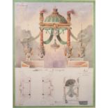 SUITE OF THREE MODERN COLOUR PRINTS OF FRENCH ARCHITECTURAL DESIGNS FOR AN EXHIBITION ?Arc de