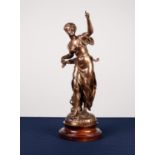 FRENCH LATE 19th CENTURY SPELTER ALLEGORICAL FEMALE FIGURE standing and pointing skywards entitled