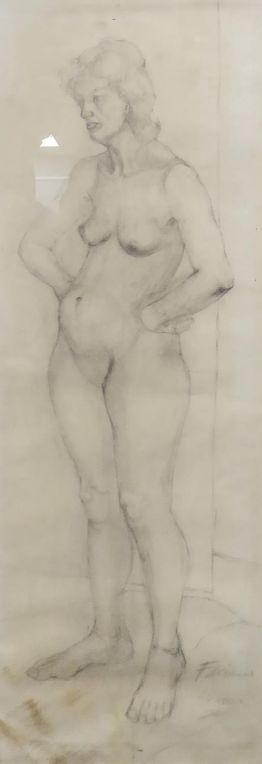 ASCRIBED FRANCIS BACON (TWENTIETH CENTURY) PENCIL DRAWING Life Drawing-female nude signed 21 1/2"