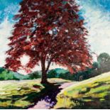 TIMMY MALLETT (b.1955) OIL ON CANVAS ?Sunlight Through the Copper Beech? Signed, titled verso 19?