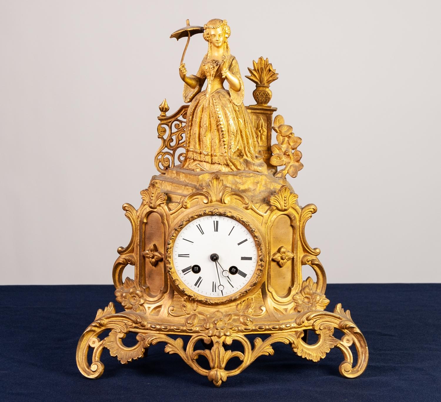 MID 19th CENTURY FRENCH CAST ORMOLU MANTEL CLOCK with Japy eight day movement striking on a bell, - Image 2 of 3