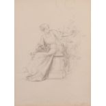 L.K. (TWENTIETH CENTURY) SET OF FOR PENCIL SKETCHES Figure studies of women and children