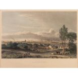 T. HIGHAM AFTER G. PICKERIN HAND COLOURED ENGRAVING 'Manchester' distance views from the countryside