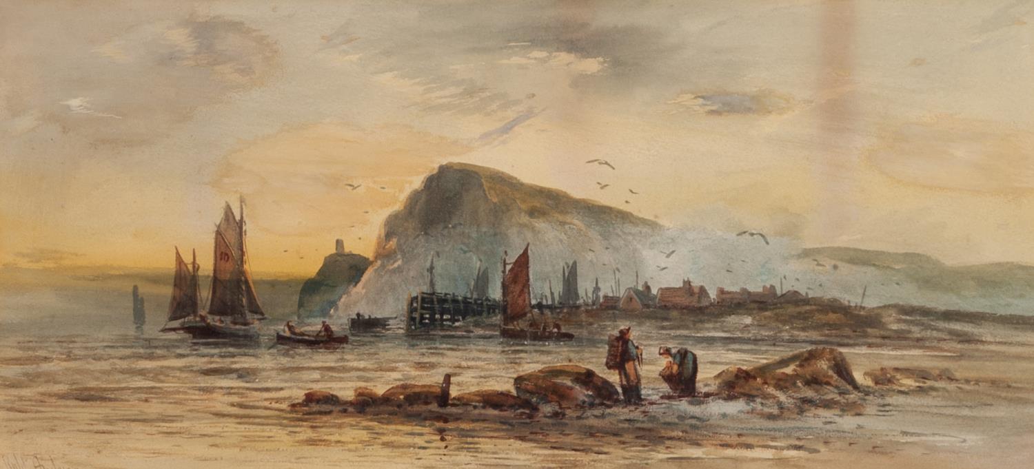 ROBERT ANDERSON (1842-1885) PAIR OF WATERCOLOUR DRAWINGS Fishing boats off the coast at Whitby