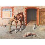 JEPSON (TWENTIETH/ TWENTY FIRST CENTURY) PASTEL DRAWING Stable yard scene with horse being groomed