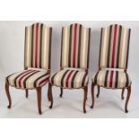 SET OF SIX NINETEENTH CENTURY FRENCH SATIN WALNUT HIGH BACK DINING CHAIRS, each with arched top rail