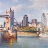 HELIOS (b. 1948) OIL ON CANVAS ?London City Views II? Signed, titled verso 23 ¼? x 23 ¼? (59cm x