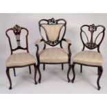 COMPOSITE SET OF EIGHT EDWARDIAN MAHOGANY DRAWING ROOM CHAIRS, (6+2), comprising: SET OF SIX, (4+2),