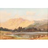 UNATTRIBUTED (TWENTIETH CENTURY) WATERCOLOUR DRAWING Highland scene with lake in the fore ground