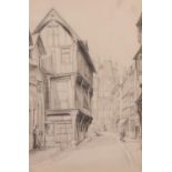 ATTRIBUTED TO ERNEST GEORGE (1839-1922) PENCIL DRAWING ?Street in Rouen? Unsigned, attributed to