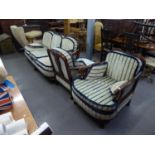 A BERGERE LOUNGE SUITE OF THREE PIECES