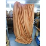 *PAIR OF PNK AND FLORAL SELF COLOURED CURTAINS, LINED, 7'6" DROP X 7' WIDE