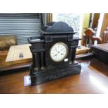 VICTORIAN BLACK SLATE MANTEL CLOCK