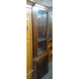 A FLOOR STANDING REPRODUCTION CORNER CUPBOARD AND AN ANTIQUE WALL HANGING OAK CORNER CUPBOARD (2)