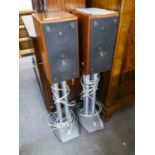 EPOS PAIR OF M12 TEAK CASED LOUDSPEAKERS, 0111-0333B, 15" X 8" X 10" DEEP, ON GREY METAL TWO