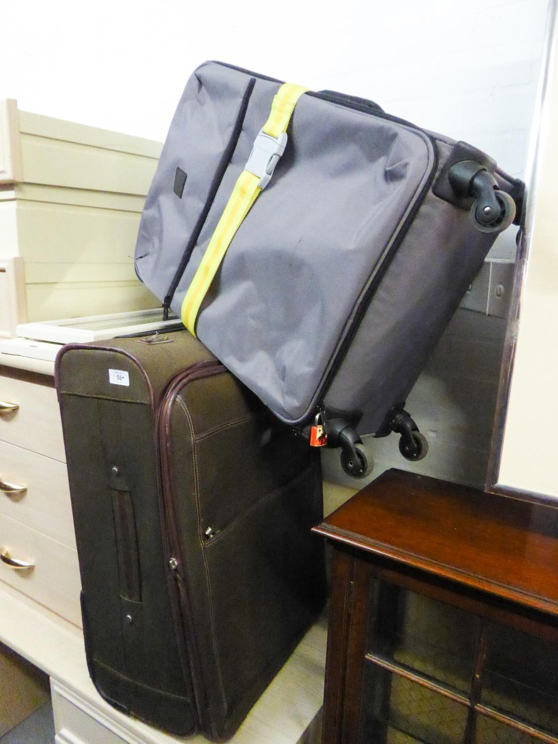 TWO LARGE MODERN CANVAS SUITCASE AND AN ELECTRIC HEATER (2)