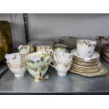 WINDSOR BONE CHINA TEA SET FOR SIX PERSONS, GILT FLORAL PATTERN 21 PIECES COMPLETE. TOGETHER WITH 12