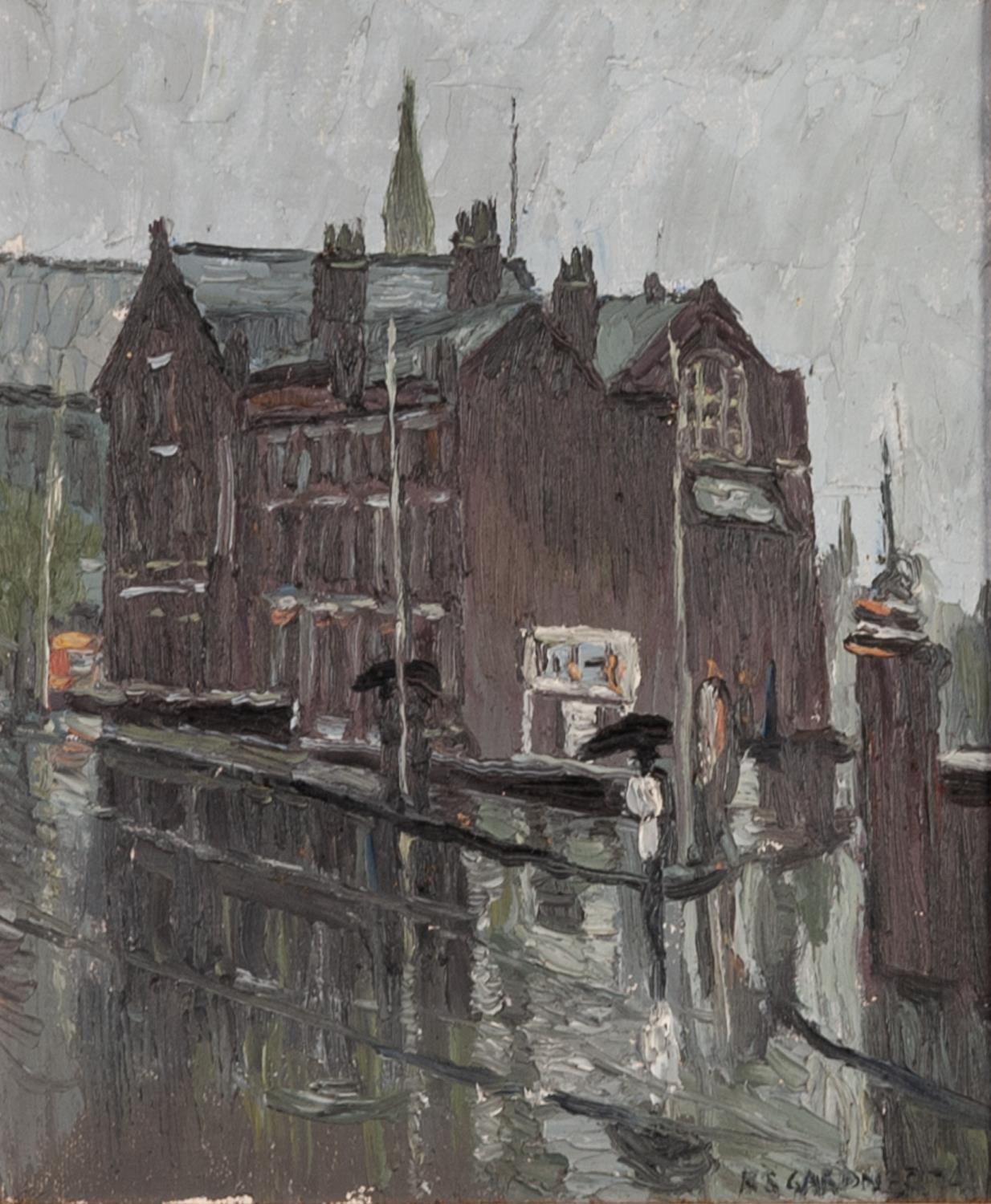 REG GARDNER (b. 1948) OIL PAINTING ON CANVAS 'Newton Heath Town Hall' Signed and dated (19)'74 11