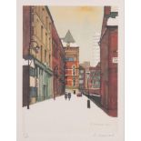 R EASTWOOD COLOURED LITHOGRAPH Artist signed limited edition Canal Street, Manchester signed and