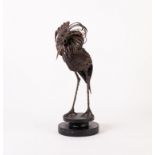 WALENTY PYTEL SCULPTED METAL MODEL whimsical bird on black composition base Unsigned 16" (40.5cm)