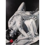 ANTONY ORME (b.1945) PASTEL DRAWING ?The Red Rose?, Reclining female nude Signed, certificate of