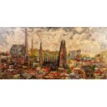 JAMES McGREGOR (TWENTIETH CENTURY) OIL ON BOARD ?Industrial Town (Stockport)? Signed and dated (19)