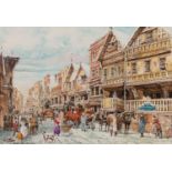 BRIAN EDEN WATERCOLOUR Street scene, bygone times with mail coach and figures Signed lower left 6