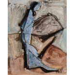 TADEUSZ WAS (1945) OLI ON PAPER Abstract figure Signed lower right 13 1/4" x 10 3/4" (33.25 x