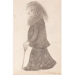 LAURENCE STEPHEN LOWRY (1887 - 1976) PENCIL DRAWING Bearded man with a walking cane in his left hand