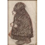LAURENCE STEPHEN LOWRY (1887 - 1976) PENCIL DRAWING 'An Old Lady' Signed and dated 1965 5 1/8" x 3