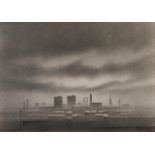 TREVOR GRIMSHAW (1947-2001) PENCIL DRAWING Industrial landscape No clearly visible signature 9 1/