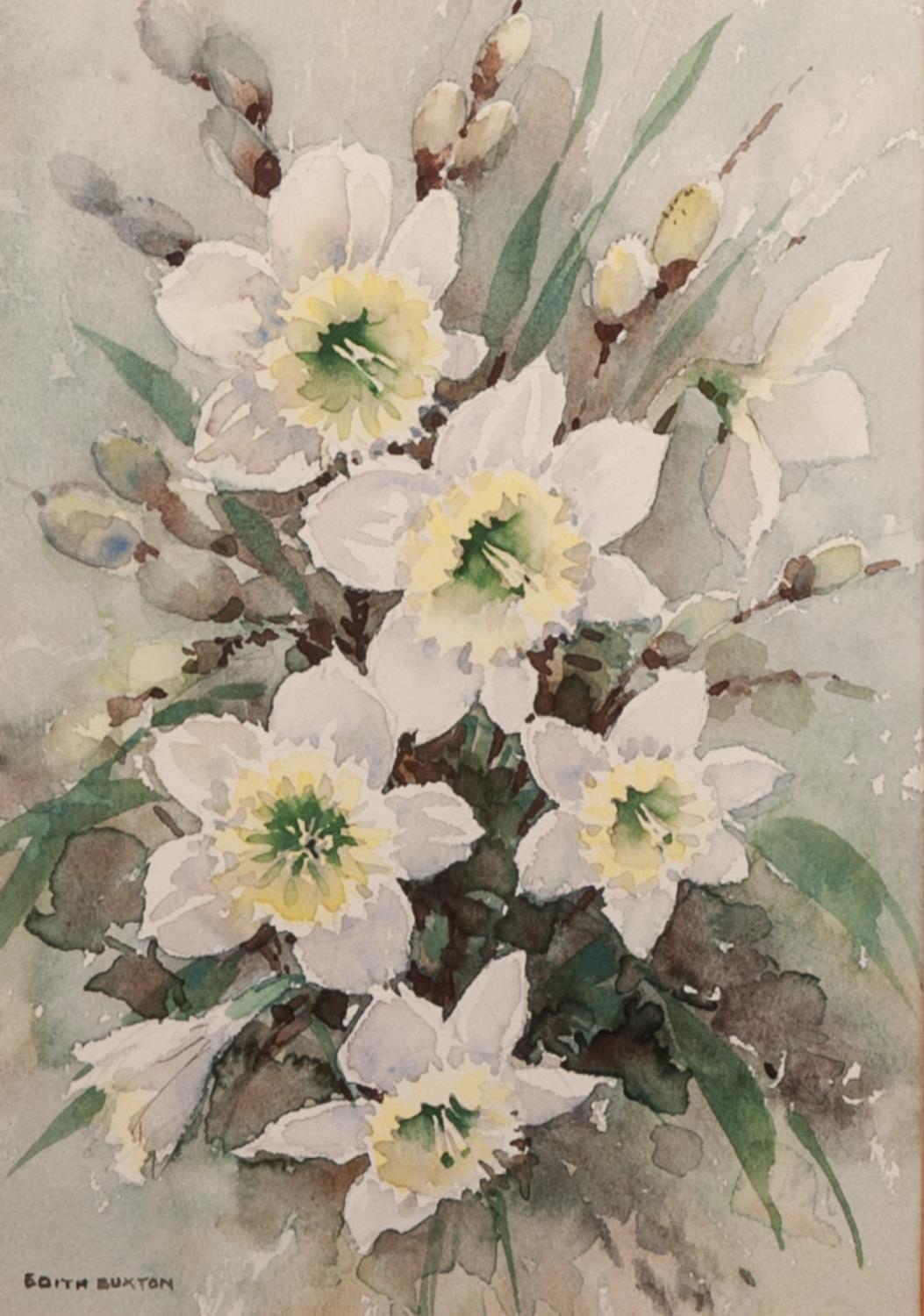 EDITH BUXTON (Macclesfield artist) WATERCOLOUR DRAWING Bunch of daffodils Signed 9 1/2" x 6 3/4" (24