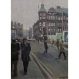REG GARDNER (b. 1948) OIL PAINTING ON CANVAS 'Church Street, Manchester' Signed and dated (19)'75 15