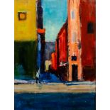 PAUL BASSINGTHWAIGHTE (b.1963) OIL ON BOARD ?Corner, Deansgate? Signed and titled verso 19 ¾? x
