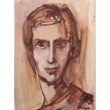 TADEUSZ WAS (1945) PASTEL DRAWING Bust portrait of a man Signed lower right 14 1/2" x 11" (37 x