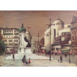 ARTHUR DELANEY (1927-1987) ARTIST SIGNED LIMITED EDITION COLOUR PRINT Piccadilly Square, Manchester,